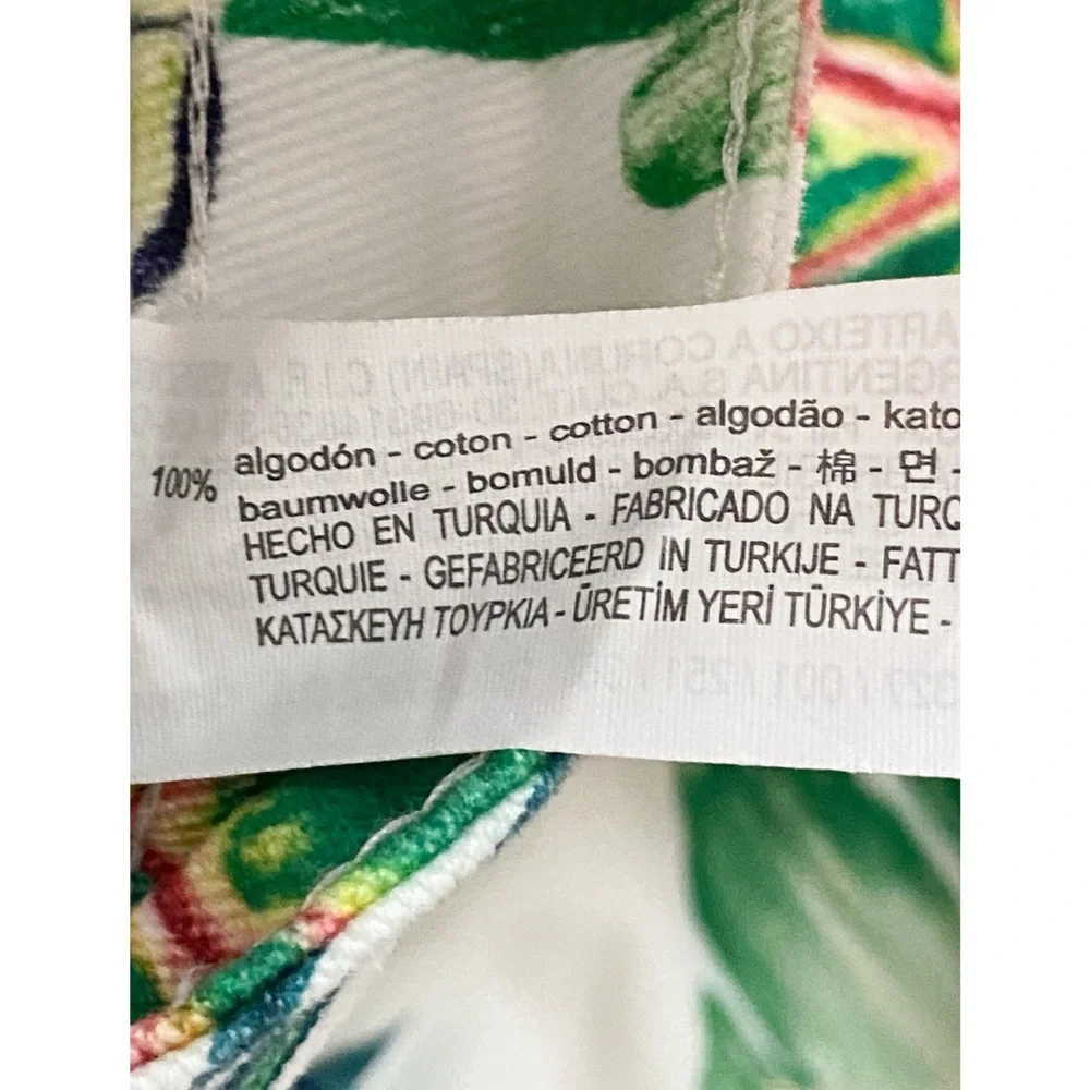 Zara Womens Pants 4 White Tropical Coastal Print Denim Straight Leg Crop Jeans - Picture 11 of 11